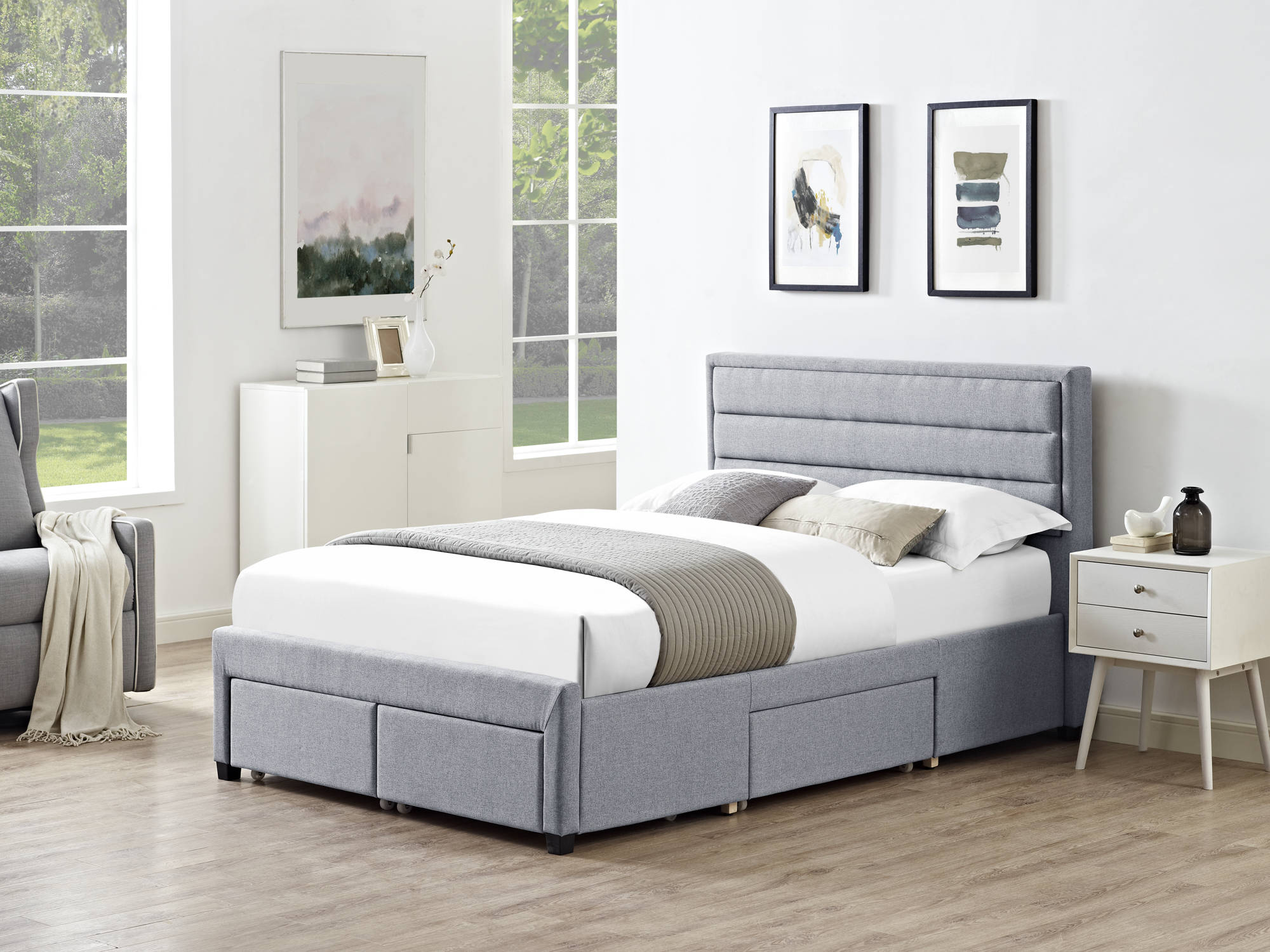 Charlton Double Bed in Grey - Ezzo