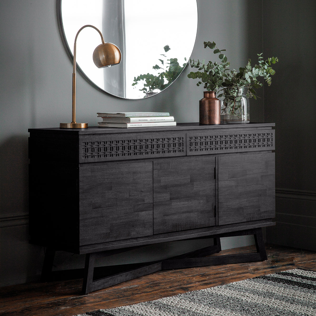 Greenwich 3 Door  2 Drawer Sideboard in Matt Charcoal - Ezzo