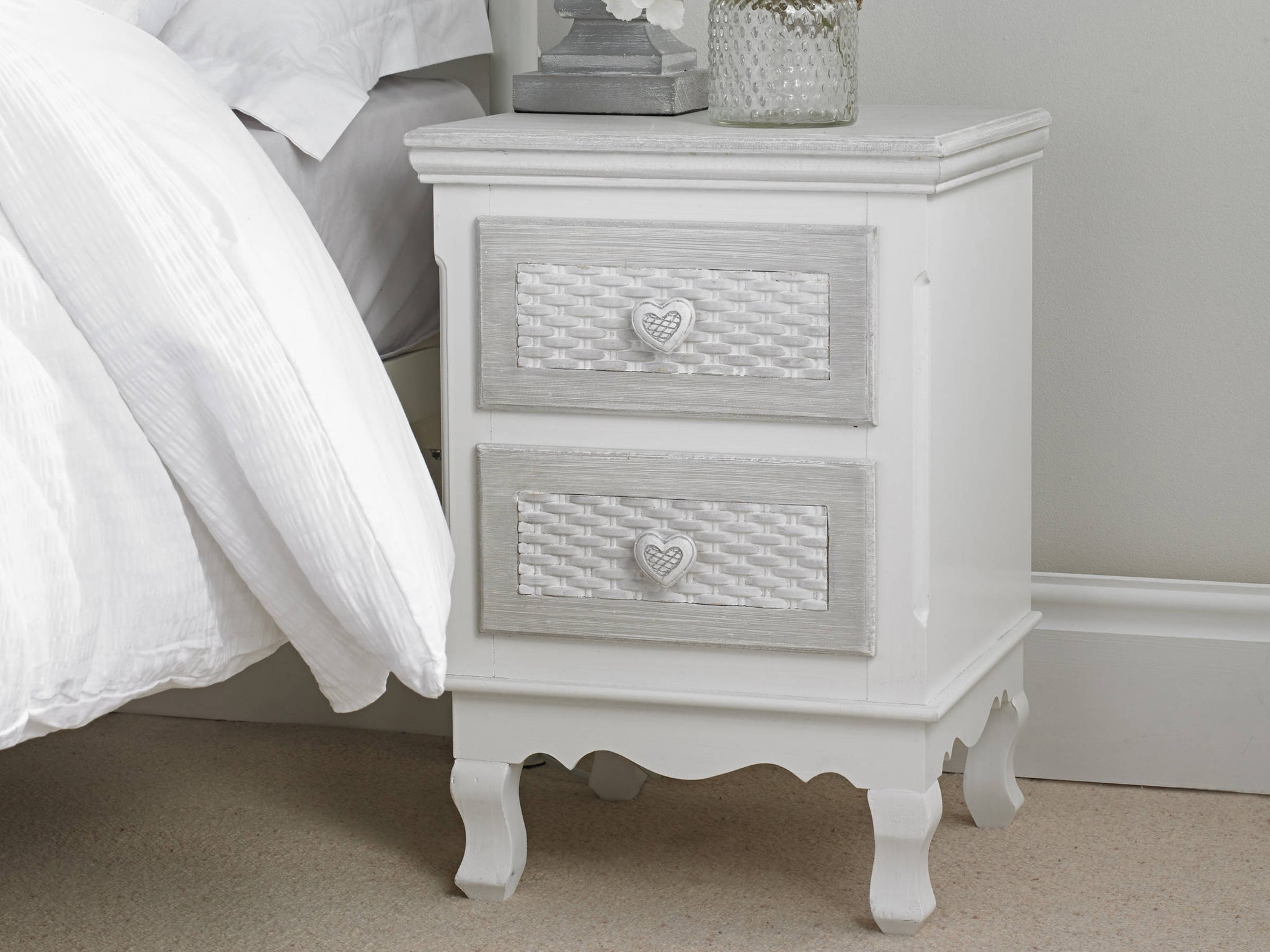 Lorient 2 Drawer Bedside Cabinet - Ezzo
